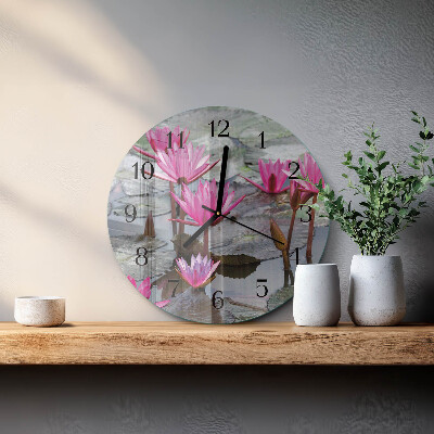 Wanduhr rund Seerosen