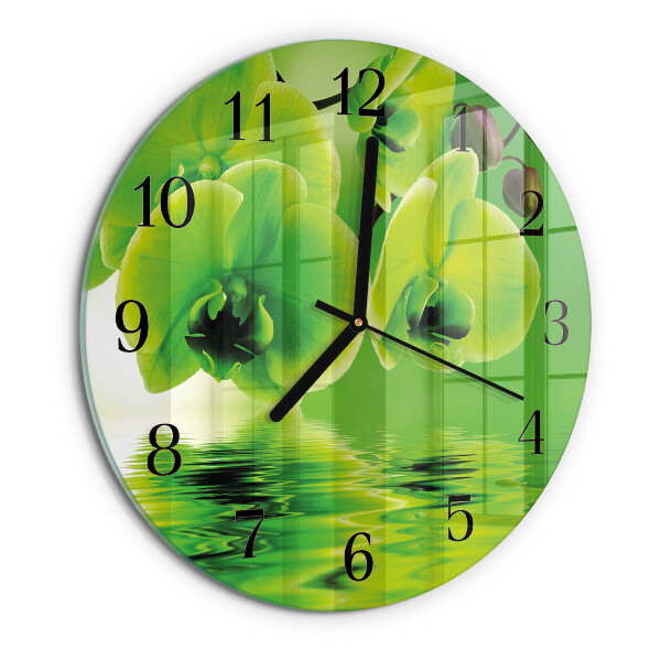 Wanduhr rund Orchidee