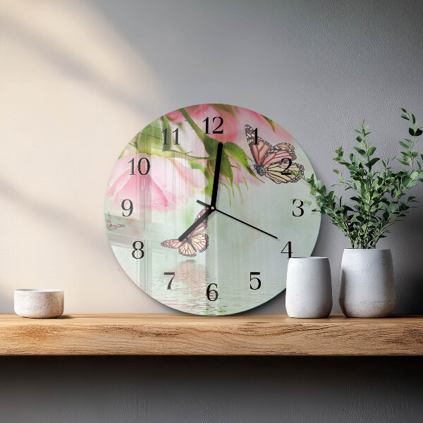 Wanduhr rund Schmetterlinge