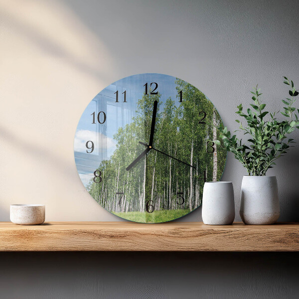 Wanduhr rund Birken