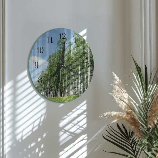 Wanduhr rund Birken