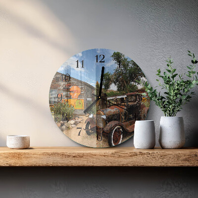 Wanduhr rund Altes Auto