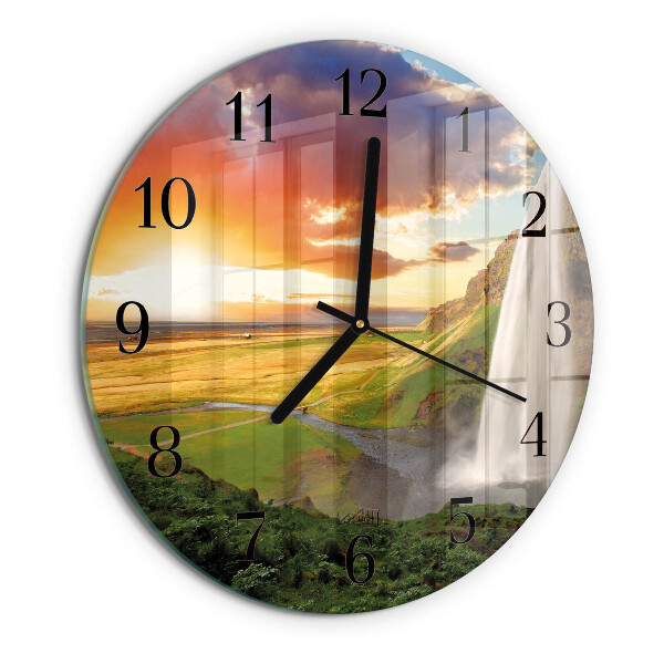 Wanduhr rund Wasserfall