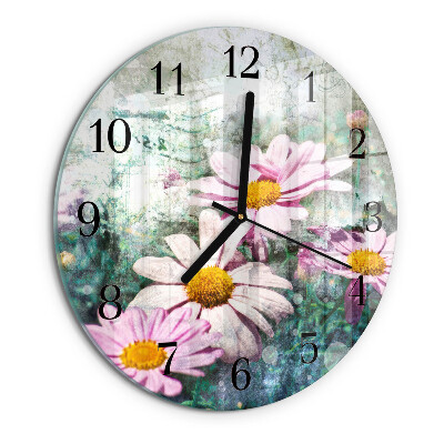 Wanduhr rund Blumen
