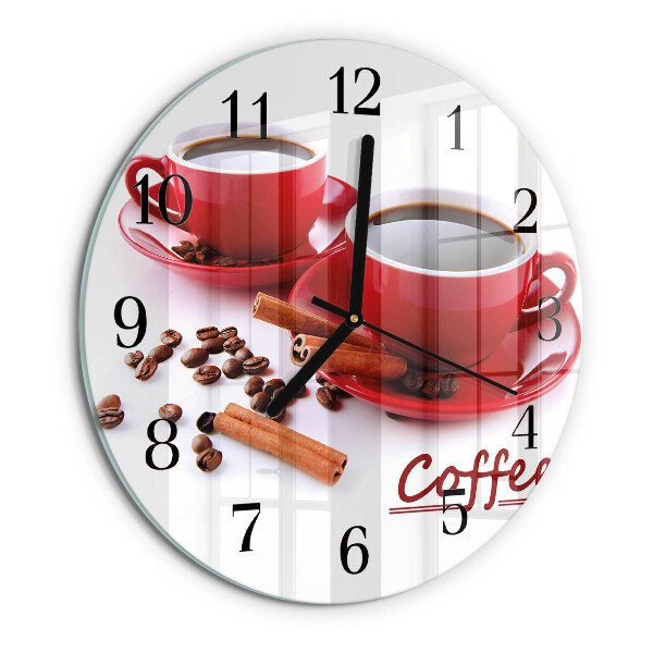 Wanduhr rund Tasse Kaffee