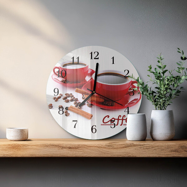 Wanduhr rund Tasse Kaffee