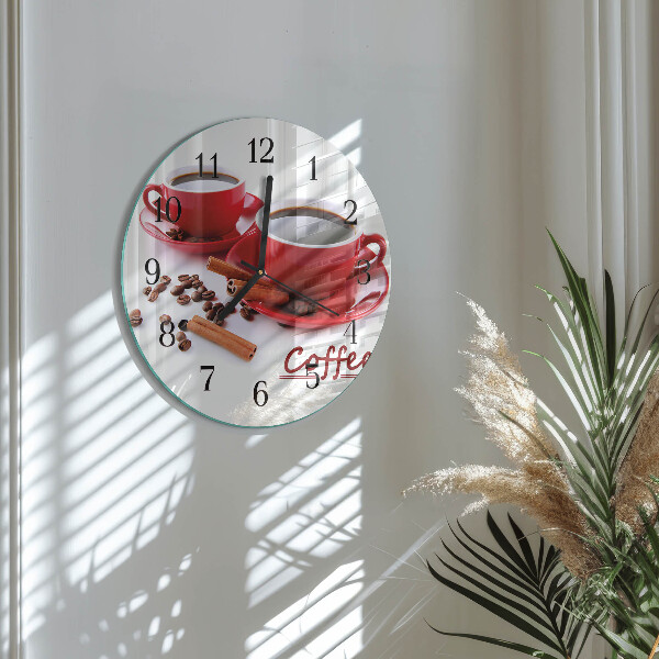 Wanduhr rund Tasse Kaffee