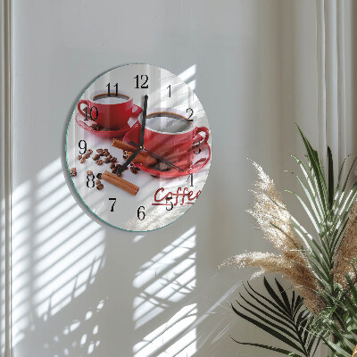 Wanduhr rund Tasse Kaffee