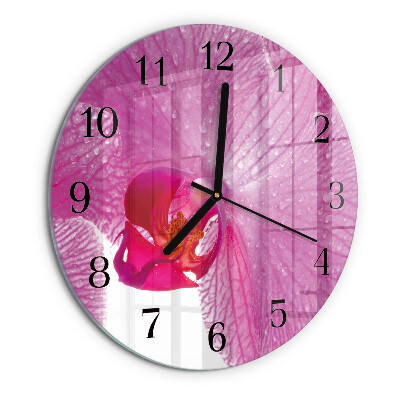 Wanduhr rund Orchidee