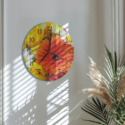Wanduhr rund Blumen