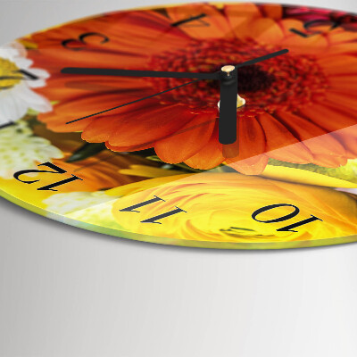 Wanduhr rund Blumen