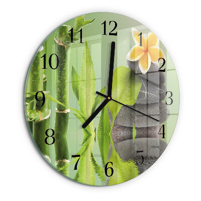 Wanduhr rund Bambussteine