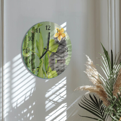 Wanduhr rund Bambussteine