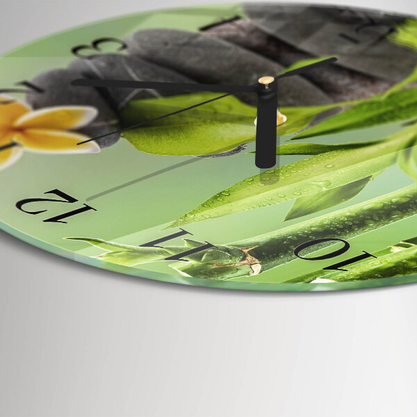 Wanduhr rund Bambussteine
