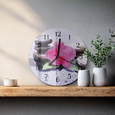 Wanduhr rund Orchidee