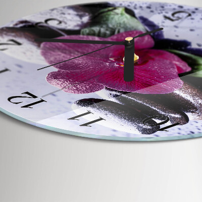 Wanduhr rund Orchidee