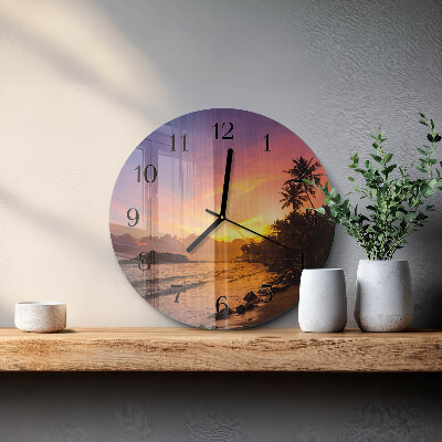 Wanduhr rund Sonnenuntergang