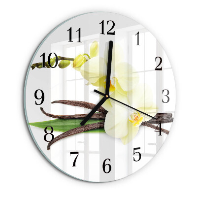 Wanduhr rund Vanilleorchidee