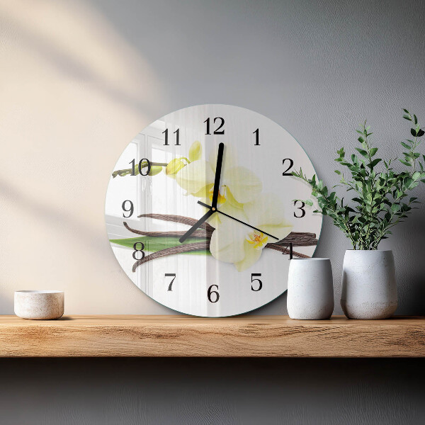 Wanduhr rund Vanilleorchidee