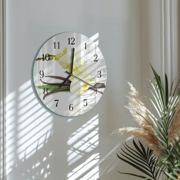 Wanduhr rund Vanilleorchidee