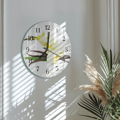 Wanduhr rund Vanilleorchidee