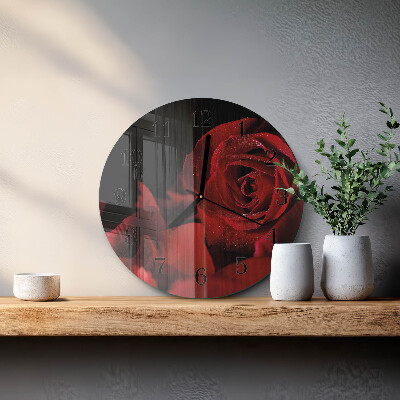 Wanduhr rund Rose