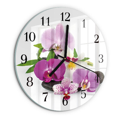 Wanduhr rund Orchidee
