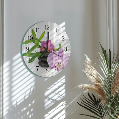 Wanduhr rund Orchidee