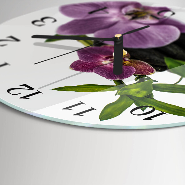 Wanduhr rund Orchidee