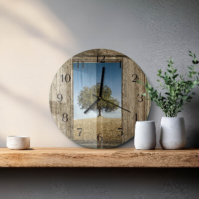Wanduhr rund Baum