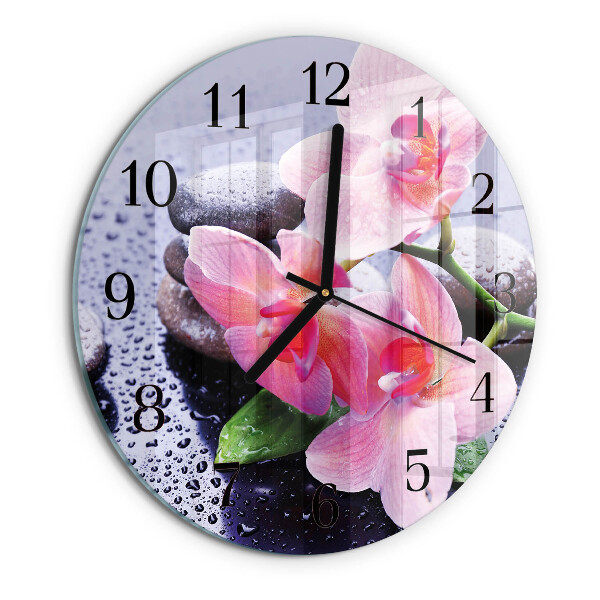 Wanduhr rund Orchidee