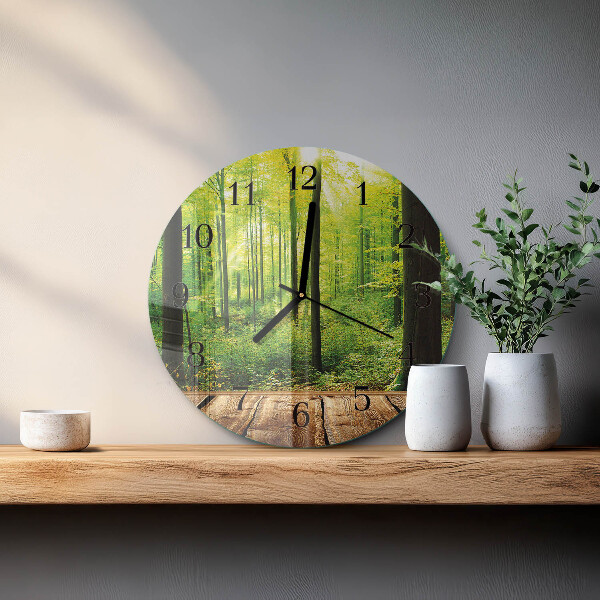 Wanduhr rund Wald
