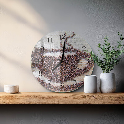 Wanduhr rund Kaffeebohnen