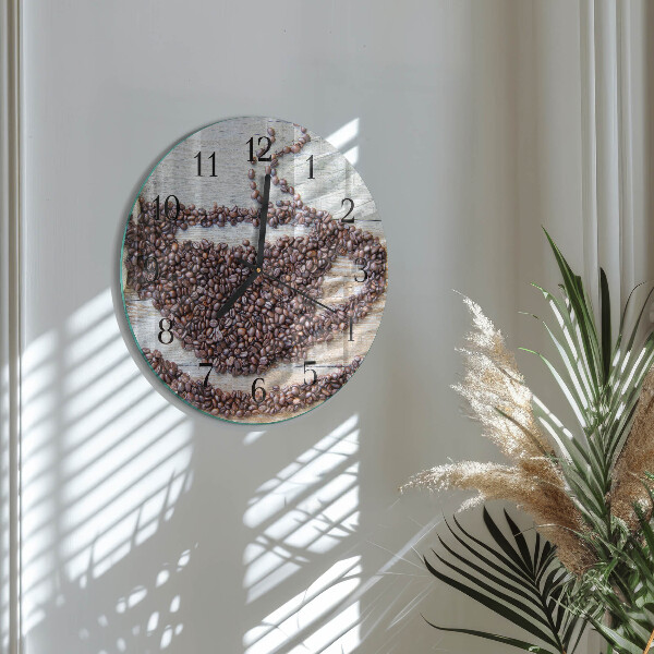 Wanduhr rund Kaffeebohnen