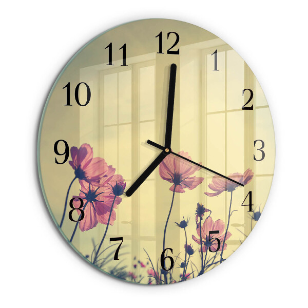 Wanduhr rund Blumen