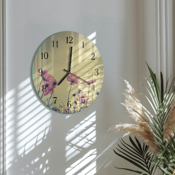 Wanduhr rund Blumen