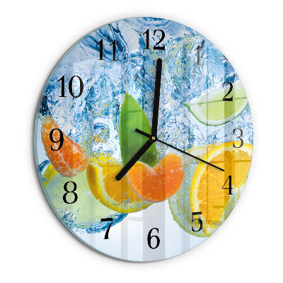 Wanduhr rund Zitruspflanze