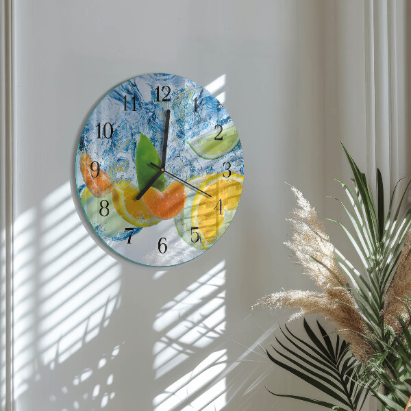 Wanduhr rund Zitruspflanze