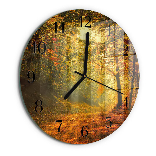 Wanduhr rund Herbst im Wald