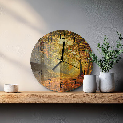 Wanduhr rund Herbst im Wald