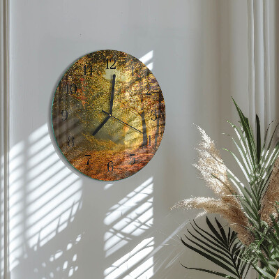 Wanduhr rund Herbst im Wald