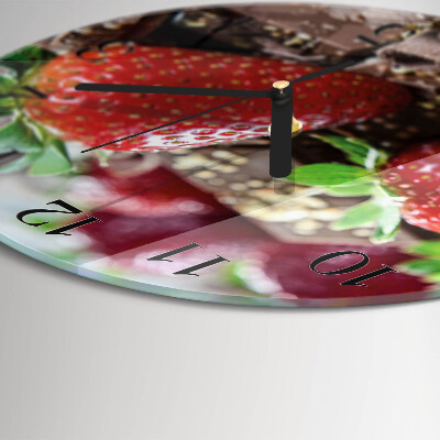 Wanduhr rund Erdbeeren