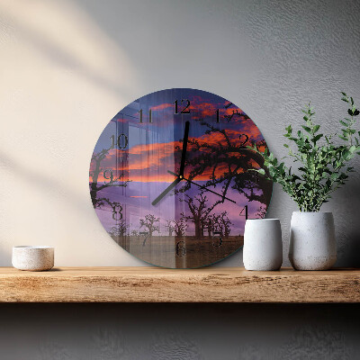 Wanduhr rund Bäume