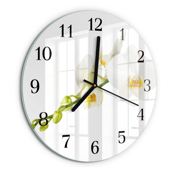 Wanduhr rund Orchidee