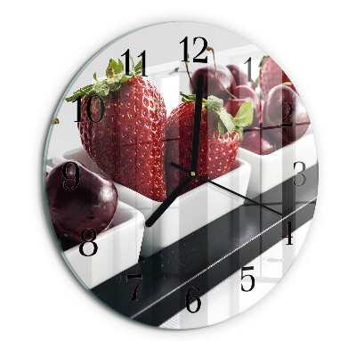 Wanduhr rund Erdbeeren