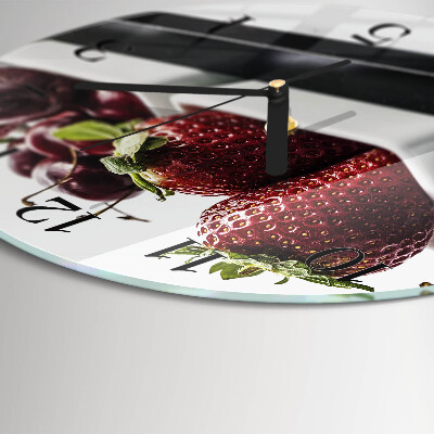 Wanduhr rund Erdbeeren