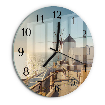 Wanduhr rund Santorini