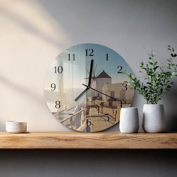 Wanduhr rund Santorini