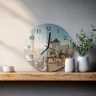 Wanduhr rund Santorini