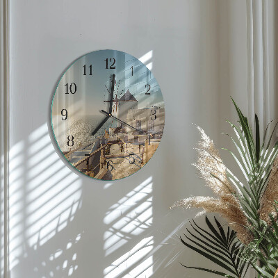Wanduhr rund Santorini